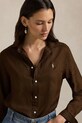 Lanena košulja Polo Ralph Lauren smeđa 211970730