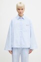 Fiorucci koszula bawełniana Striped Embroidered Drawstring Shirt wzorzyste niebieski W02SPTLO170CO01BL02