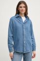 Sisley camicia in cotone semplice blu 53GELQ08J