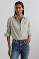 Памучна риза Lauren Ralph Lauren стандартна зелен 200963670