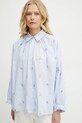Weekend Max Mara cămașă din bumbac albastru 2515111132600