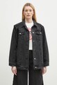 adidas Originals cămașă din bumbac denim DENIM SHIRT JKT lung negru JY8882
