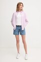 Памучна риза United Colors of Benetton 5WPQDQ0AX розов SS25