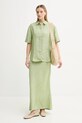 Сорочка з льону Samsoe Samsoe SALARIKAR F25100188 зелений SS25