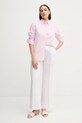 Bombažna srajca Tommy Hilfiger WW0WW46111 roza SS25