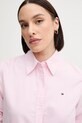Bombažna srajca Tommy Hilfiger roza WW0WW46111