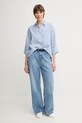 Πουκάμισο από λινό Tommy Hilfiger WW0WW46169 μπλε SS25