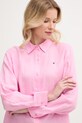 Tommy Hilfiger košeľa dámska ľanová ružová WW0WW44679