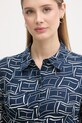 Tommy Hilfiger košeľa dámska ľanová tmavomodrá WW0WW44679