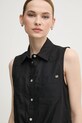 Gaudi camicia di lino nero 511BD45033