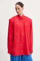 Fiorucci ing Red Embroidered Padded Shirt elasztánnal piros W02SMTLO347CO01RD01