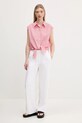 Tommy Jeans cămașă din bumbac DW0DW20291 roz SS25