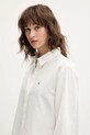 Košeľa s prímesou ľanu Tommy Jeans béžová DW0DW20292