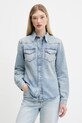 Rifľová košeľa Tommy Jeans jednofarebný modrá DW0DW21416