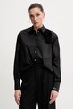 Хлопковая рубашка Karl Lagerfeld длинный чёрный A2W11011