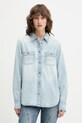 Rifľová košeľa Guess Jeans jednofarebný modrá W5RH37.D5M83