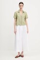 United Colors of Benetton cămașă din amestec de in 5YPVDQ0BX verde SS25