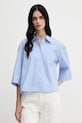 Bombažna srajca Sisley Casual modra 5WMELQ08V