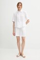 Sisley koszula lniana 5BMLLQ08U biały SS25