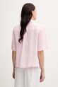 Sisley koszula lniana 5BMLLQ08U różowy SS25