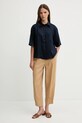 Sisley cămașă de in 5BMLLQ08U bleumarin SS25