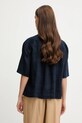 Îmbrăcăminte Sisley cămașă de in 5BMLLQ08U bleumarin