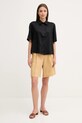 Sisley cămașă de in 5BMLLQ08U negru SS25