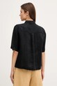 Îmbrăcăminte Sisley cămașă de in 5BMLLQ08U negru