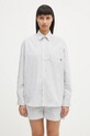 Sporty & Rich koszula bawełniana Src Oversized wzorzyste biały SI006606302ST71
