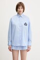 Sporty & Rich koszula bawełniana H&W Crest Oversized bawełna niebieski SI006612241BL59
