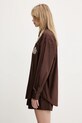 Sporty & Rich cotton shirt H&W Crest Oversized SI006612241BR03 brown SS25