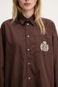 Βαμβακερό πουκάμισο Sporty & Rich H&W Crest Oversized καφέ SI006612241BR03
