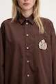 Sporty & Rich cotton shirt H&W Crest Oversized brown SI006612241BR03