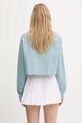 Sporty & Rich koszula bawełniana H&W Crest Cropped Chambray SI024612241BL09 niebieski SS25