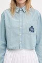 Bavlnená košeľa Sporty & Rich H&W Crest Cropped Chambray modrá SI024612241BL09