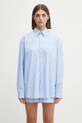 Sporty & Rich koszula bawełniana Src Oversized wzorzyste niebieski SI006602302ST08