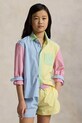 Детская хлопковая рубашка Polo Ralph Lauren узор голубой 313964276001