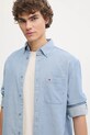 Tommy Jeans camasa din velur albastru DM0DM20672