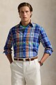 Хлопковая рубашка Polo Ralph Lauren узор голубой 710960639