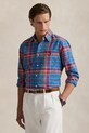 Хлопковая рубашка Polo Ralph Lauren узор голубой 710961339