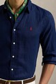 Ľanová košeľa Polo Ralph Lauren tmavomodrá 710966295
