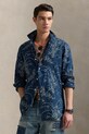 Льняная рубашка Polo Ralph Lauren узор голубой 710957840