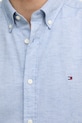 Сорочка з домішкою льону Tommy Hilfiger MW0MW37574 блакитний