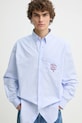 Drôle de Monsieur camicia in cotone La Chemise Slogan Vignes F.SH199.CO116.LBE blu