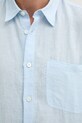 A.P.C. camicia di lino chemisette bellini logo LIAEK.H12551 blu