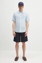 Ľanová košeľa A.P.C. chemisette bellini logo LIAEK.H12551 modrá