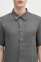Lněná košile A.P.C. chemisette bellini logo šedá LIAEK.H12551