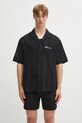 Represent koszula bawełniana Embroidered Bowling Shirt gładkie czarny MLM2967.01