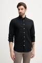 Ľanová košeľa Lindbergh relaxed čierna 30.203344B.BLACK