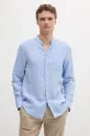 Сорочка з льону United Colors of Benetton casual блакитний 5BKU5QL08